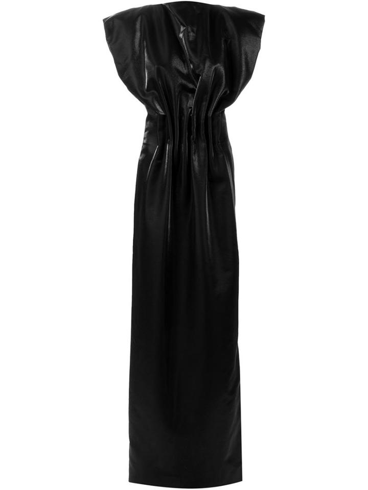 Zaid Affas Gathered Waist Gown, Women's, Size: 6, Black, Silk/nylon/wool