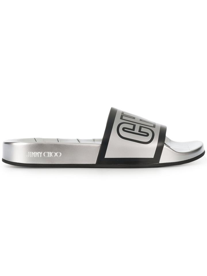 Jimmy Choo Rey Pool Slides - Metallic