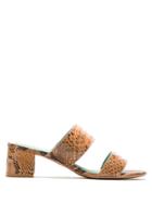 Blue Bird Shoes Mule Midi Python Sandstone - Brown