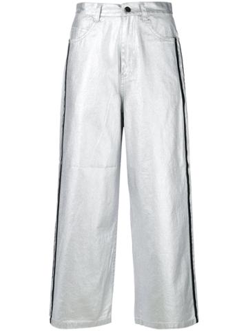 Mademe Flared Cropped Trousers - Metallic