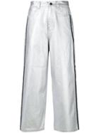 Mademe Flared Cropped Trousers - Metallic