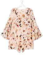 Elisabetta Franchi La Mia Bambina Teen Floral Print Dress - Nude &