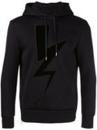 Neil Barrett Lightning Print Hooded Sweatshirt, Men's, Size: Small, Blue, Neoprene