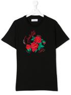 Gaelle Paris Kids Floral Embroidered T-shirt - Black