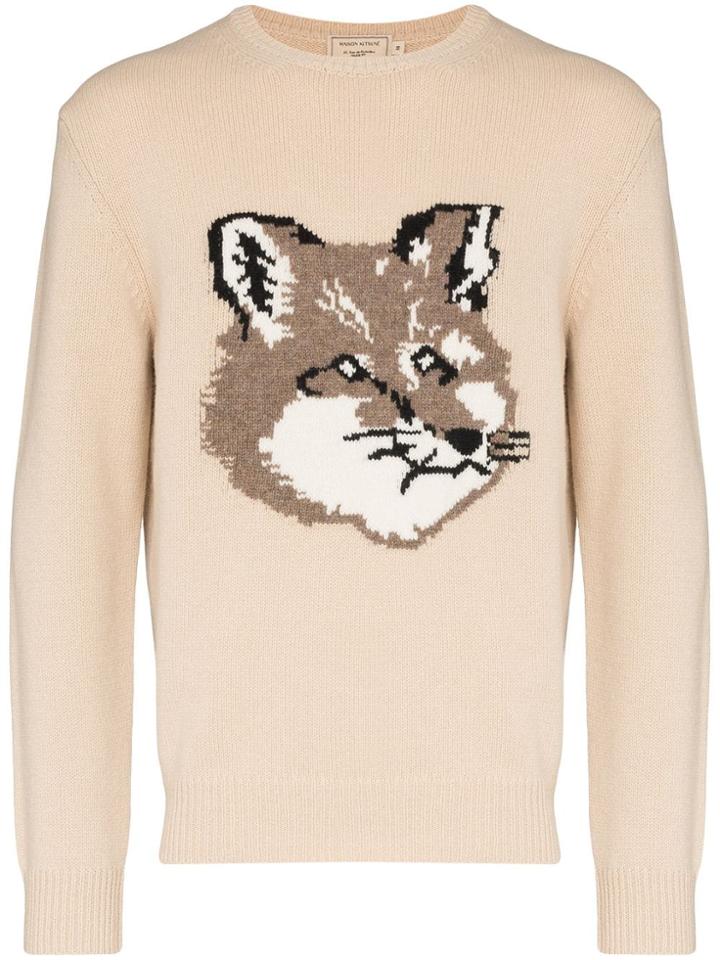 Maison Kitsuné Fox Intarsia Jumper - Neutrals