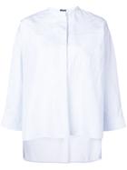Jil Sander Navy Boxy Mandarin Collar Shirt - Blue