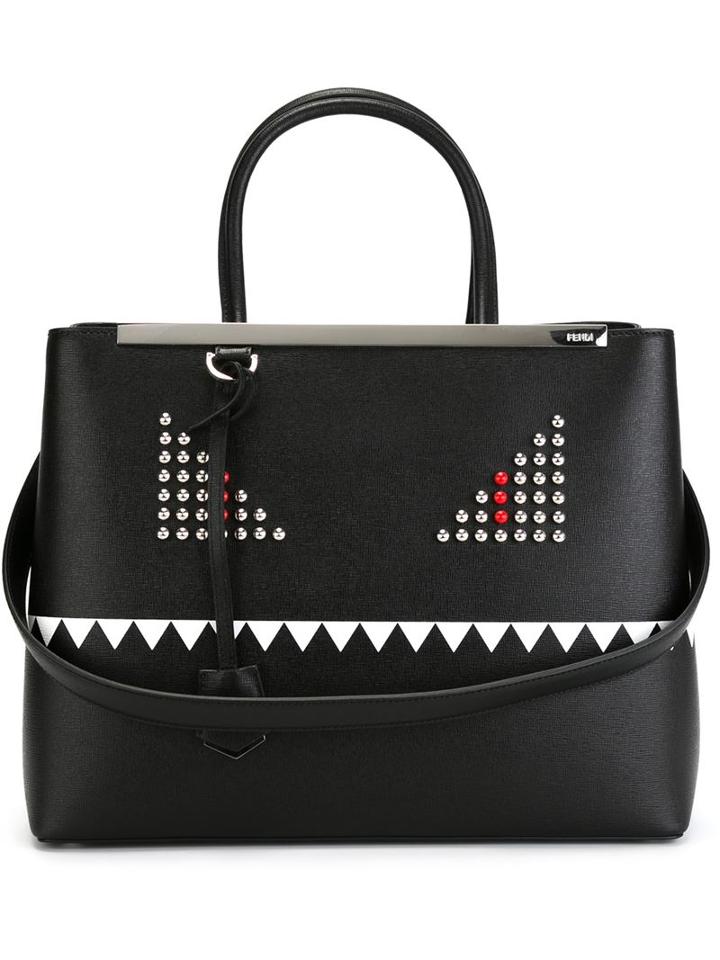Fendi 2jours Tote, Women's, Black, Calf Leather/metal Other