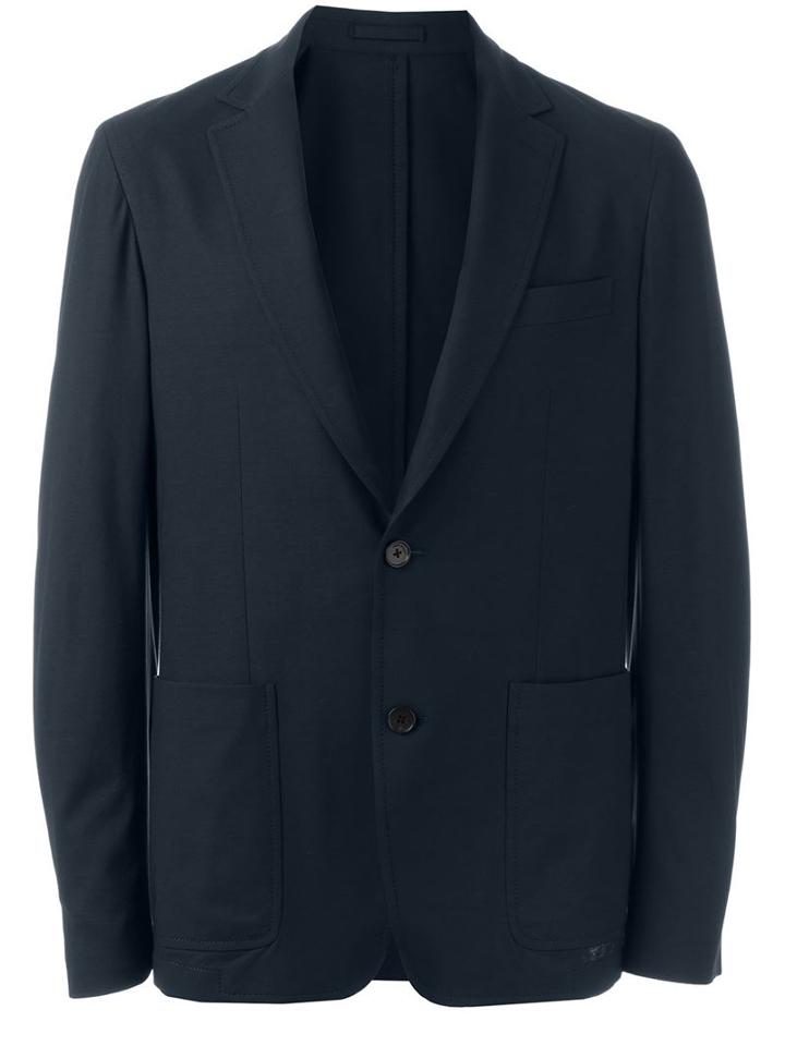 Salvatore Ferragamo Two Button Blazer, Men's, Size: 54, Blue, Cotton/cupro