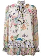 Zimmermann Floral Print Pussy Bow Blouse - Neutrals
