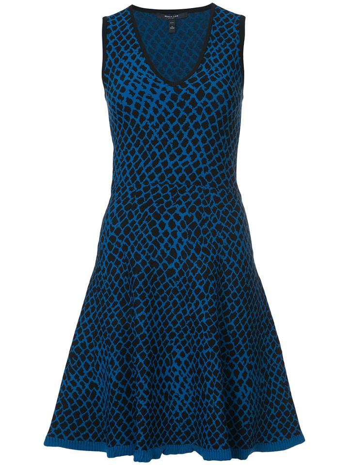 Derek Lam - Geometric Print Flared Dress - Women - Polyester/viscose - S, Blue, Polyester/viscose