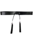 Saint Laurent - Tassel Detail Waist Belt - Women - Calf Leather/metal - 85, Black, Calf Leather/metal