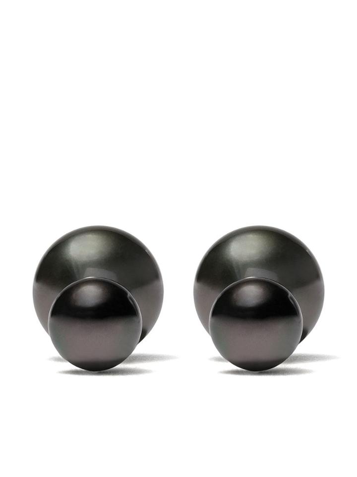 Yoko London 18kt White Gold Duet Tahitian Pearl Earrings - 7 White