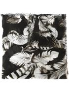 Roberto Cavalli Feather Print Scarf, Women's, Black, Modal