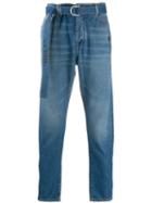 Off-white Industrial Belt Slim Fit Tapered Denim Jeans - Blue