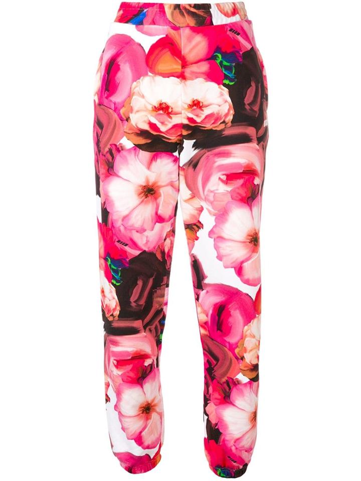 Msgm Tapered Jogging Floral Bottoms - Pink