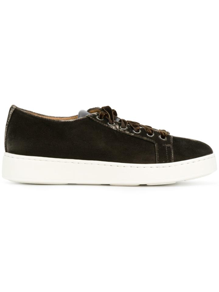 Santoni Velvet Lace-up Sneakers - Brown