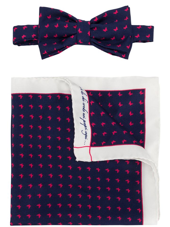 Fefè Butterfly Print Bow Tie Set - Blue