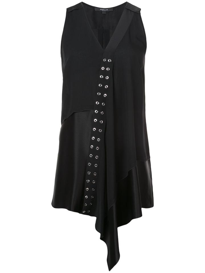 Derek Lam Sleeveless Asymmetrical Mixed Media Blouse - Black