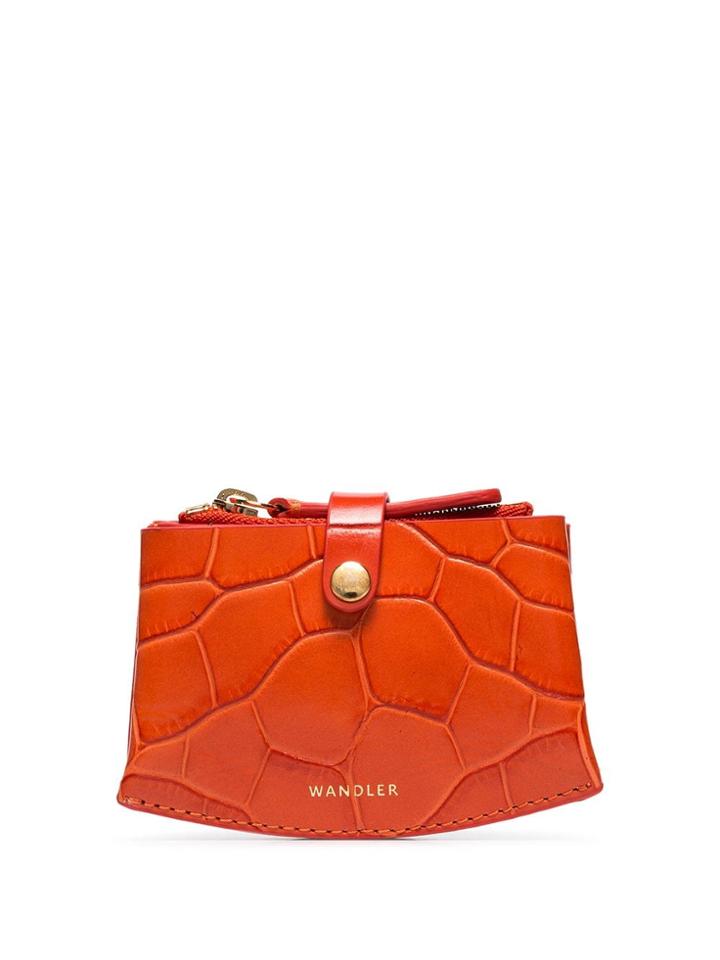 Wandler Orange Corsa Crocodile-embossed Leather Pouch