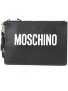 Moschino Logo Clutch, Women's, Black, Leather