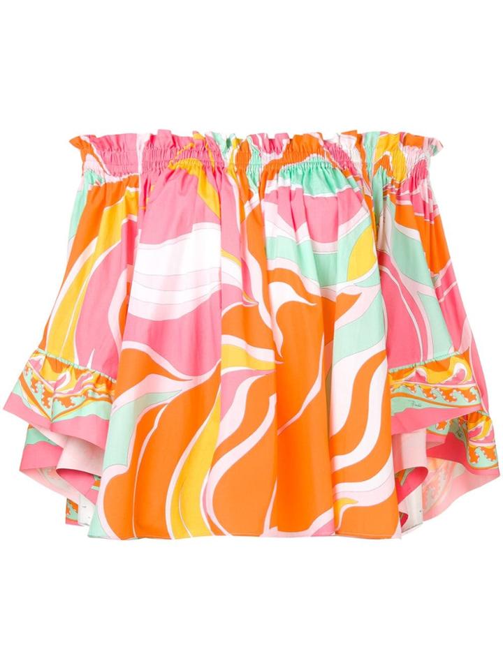Emilio Pucci Rivera Print Off-shoulder Poplin Top - Pink