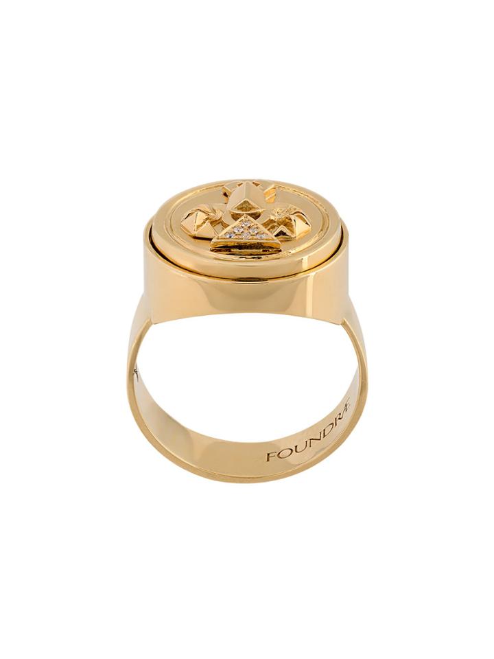 Foundrae Diamond Protection Signet Ring - Metallic