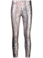 L'agence Snake Print Metallic Trousers - Silver