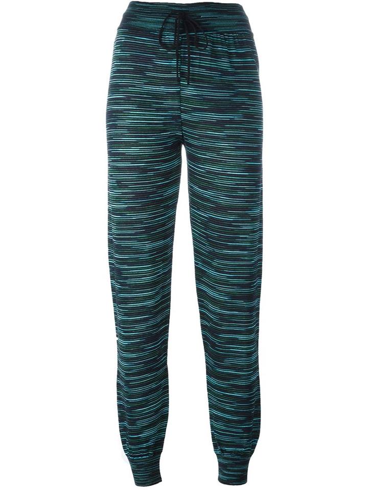 M Missoni Drawstring Printed Track Pants, Women's, Size: 42, Black, Viscose/virgin Wool