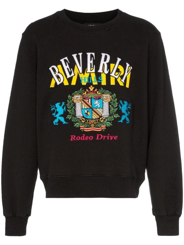Amiri Beverly Hills Logo Print Cotton Sweater - Black