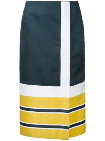 Striped Skirt - Women - Polyester - 4, Green, Polyester, Gwen Salakaia