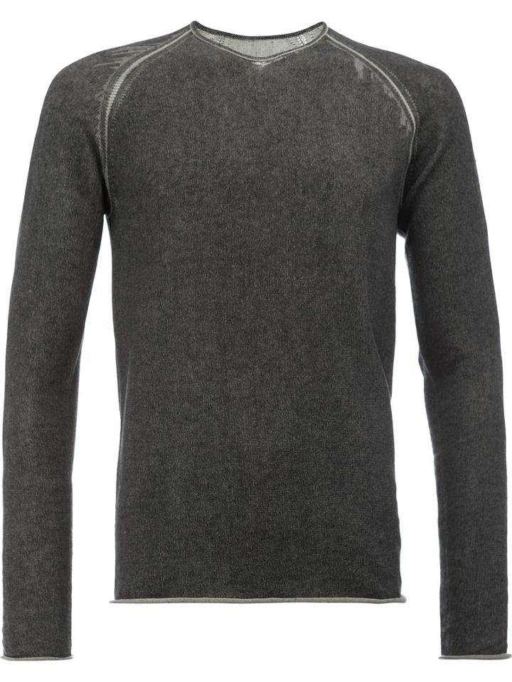 Label Under Construction Exposed Seam Sweater, Men's, Size: 50, Black, Cotton/linen/flax