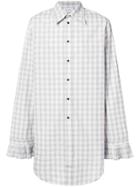 Chin Mens Check Pleated Cuff Shirt - Grey