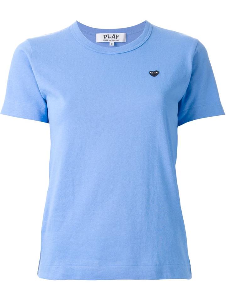 Comme Des Garçons Play Embroidered Logo T-shirt - Blue