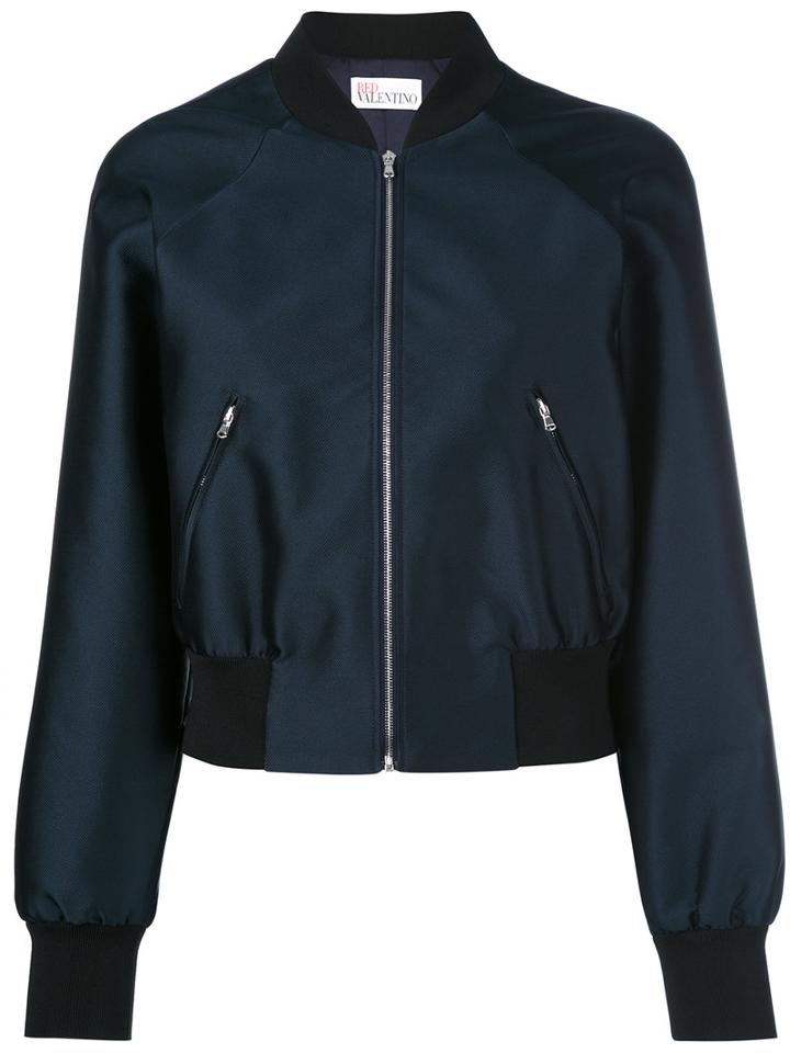 Red Valentino - Classic Bomber Jacket - Women - Silk/polyamide/polyester/viscose - 44, Blue, Silk/polyamide/polyester/viscose