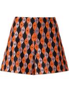 Giamba Patterned Shorts, Women's, Size: 42, Yellow/orange, Polyester
