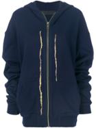 Haider Ackermann Embroidered Slit Zipped Hoodie - Blue