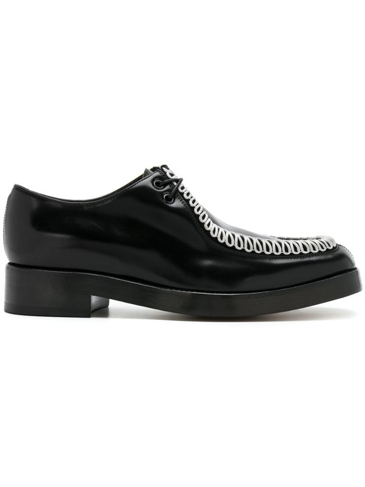 Raf Simons Contrast Stitch Boat Shoes - Black