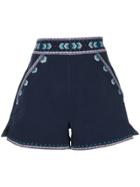 Talitha Embroidered Tailored Shorts - Blue