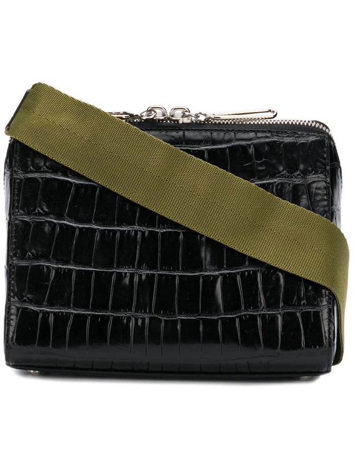 3.1 Phillip Lim Ray Triangle Crocodile Embossed Crossbody - Black