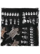 Alexander Mcqueen 'voodoo Skull' Scarf, Women's, Black, Silk