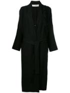 Isabel Benenato Fringed Shoulder Detail Coat, Women's, Size: 44, Black, Linen/flax