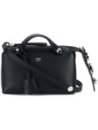 Fendi Mini Leather 'by The Way' Bag With Floral Embellishment, Women's, Black, Leather