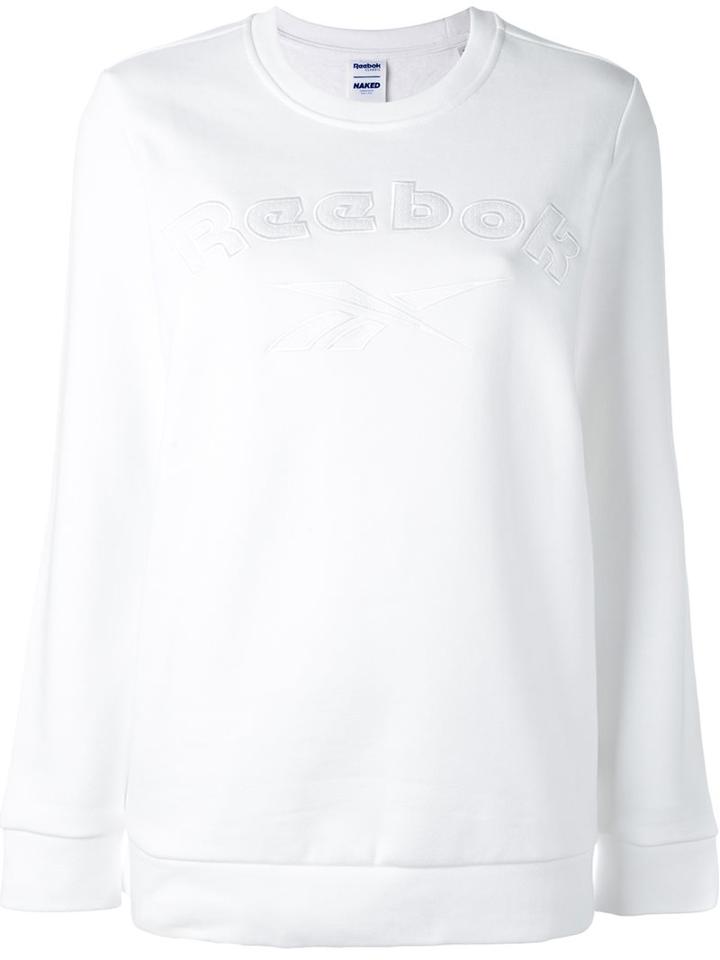 Reebok Embroidered Logo Sweatshirt, Women's, Size: Small, White, Cotton/polyester