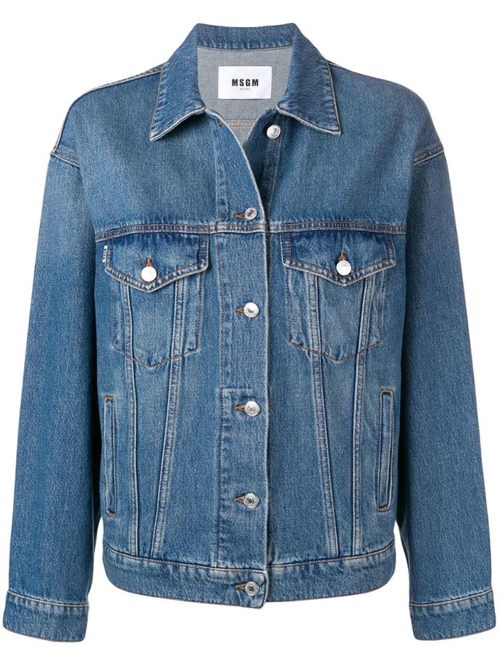 Msgm Rear Print Denim Jacket - Blue