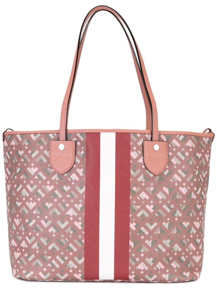 Bally Contrast Tote Bag, Women's, Pink/purple, Canvas