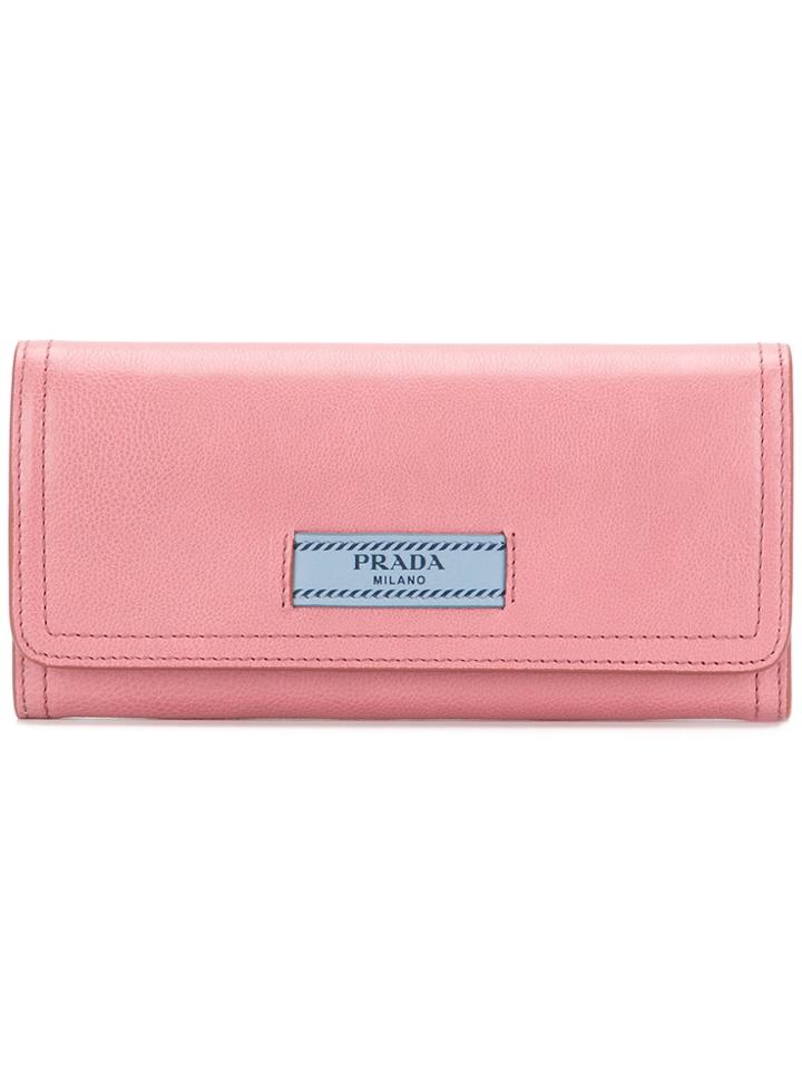 Prada Continental Logo Wallet - Pink & Purple
