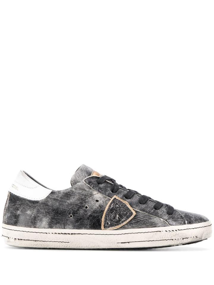 Philippe Model Distressed Low-top Sneakers - Black