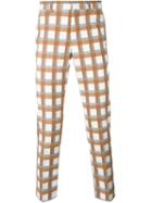 Msgm Checked Trousers, Men's, Size: 52, White, Cotton/polyester/viscose