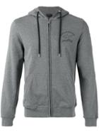 Paul & Shark Logo Print Zipped Hoodie, Men's, Size: Medium, Grey, Cotton