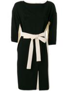 Elisabetta Franchi Tie Waist Two-tone Dress - Black